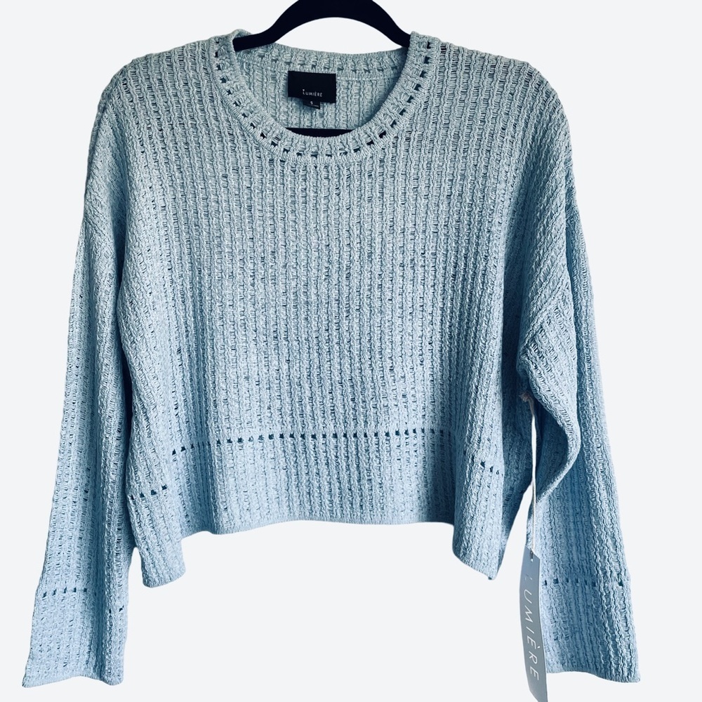 Lumiere Cropped Drop Shoulder Lightweight Oversized Sweater NWT